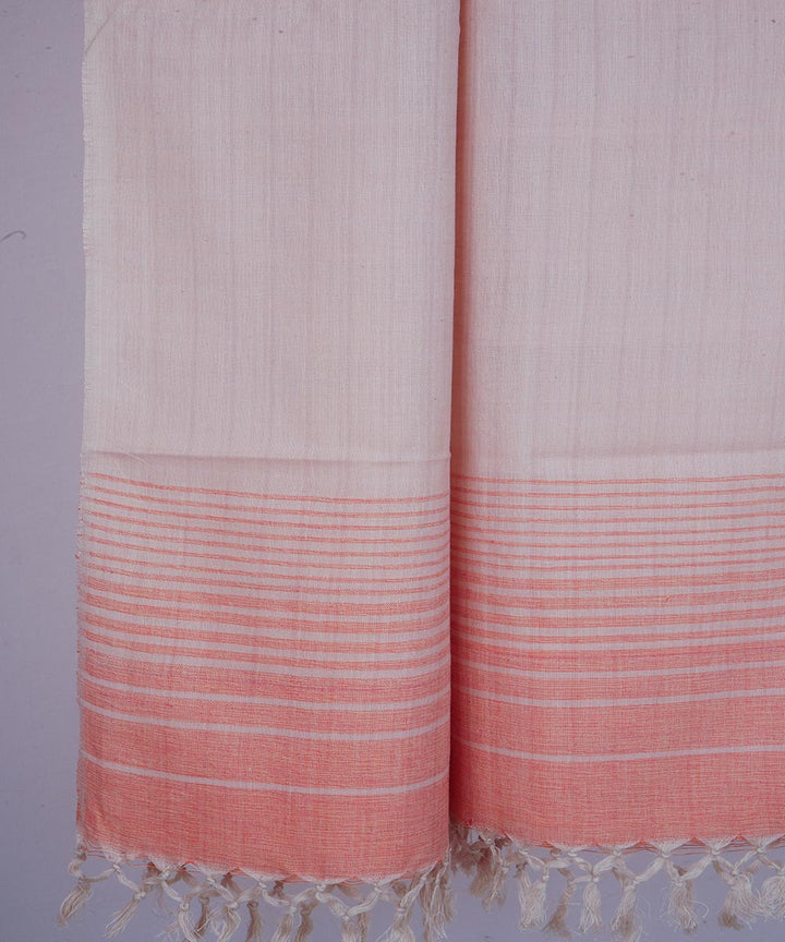 Beige multicolor handwoven cotton stole