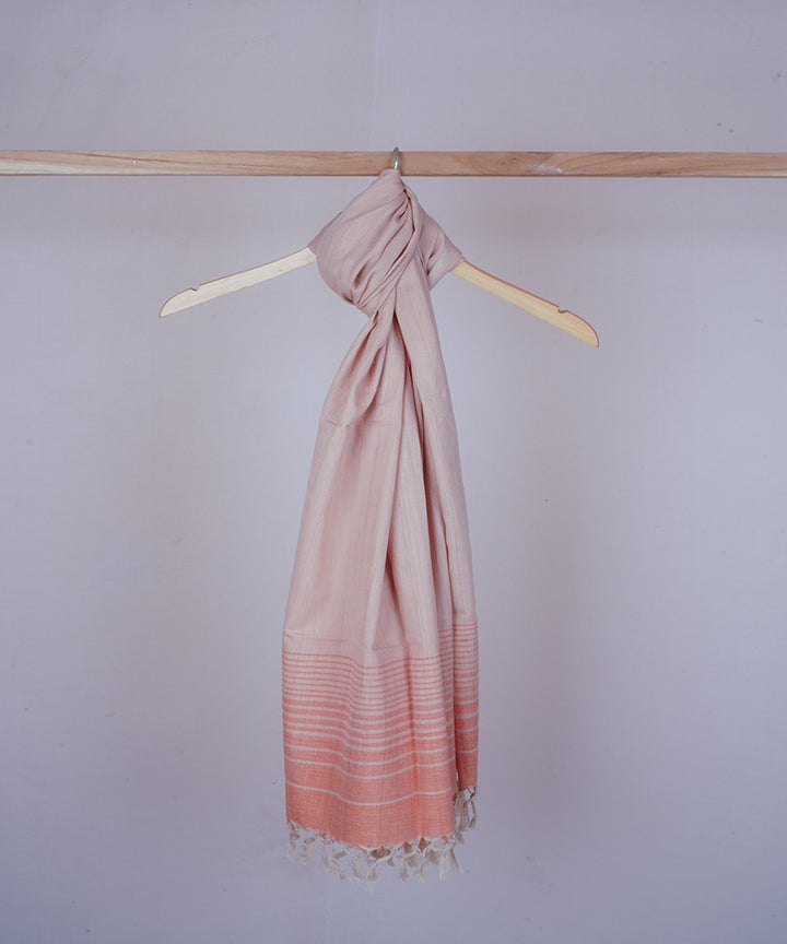 Beige multicolor handwoven cotton stole