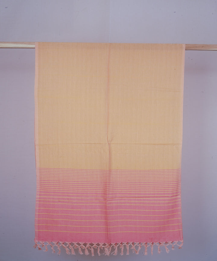 Cream pink handwoven cotton stole