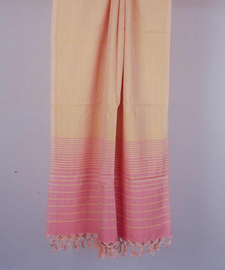 Cream pink handwoven cotton stole