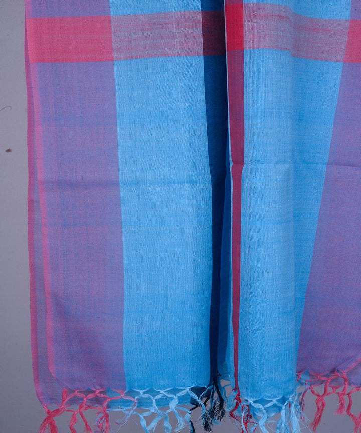 Blue multicolor handwoven cotton stole