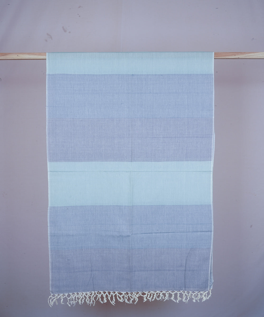 Shades of blue handwoven cotton stole