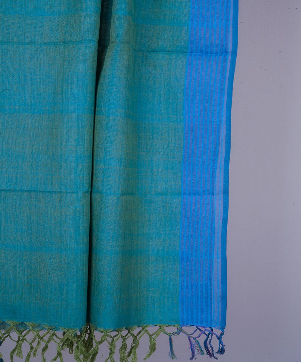 Blue green handloom cotton stole
