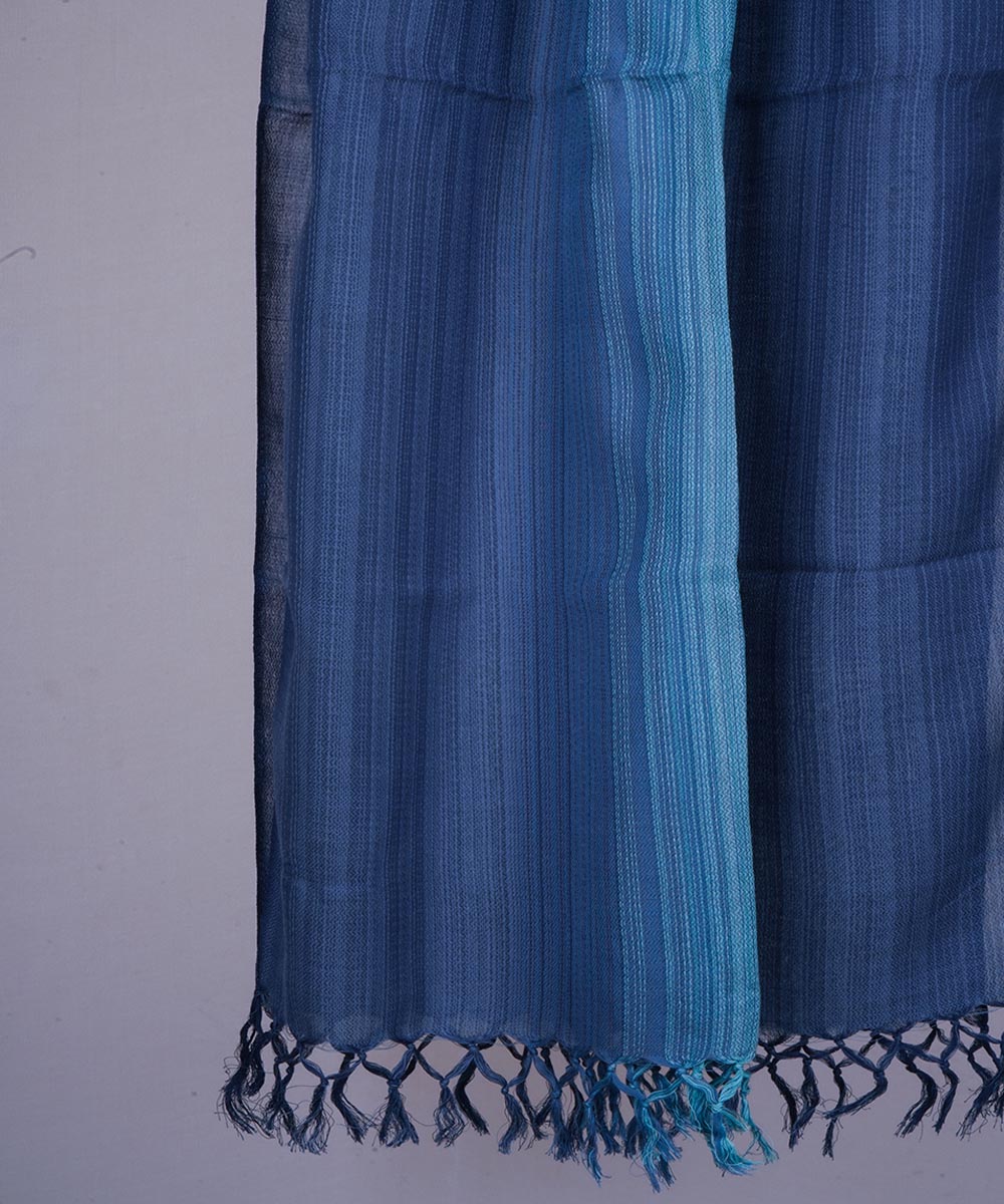 Dark blue handwoven cotton stole