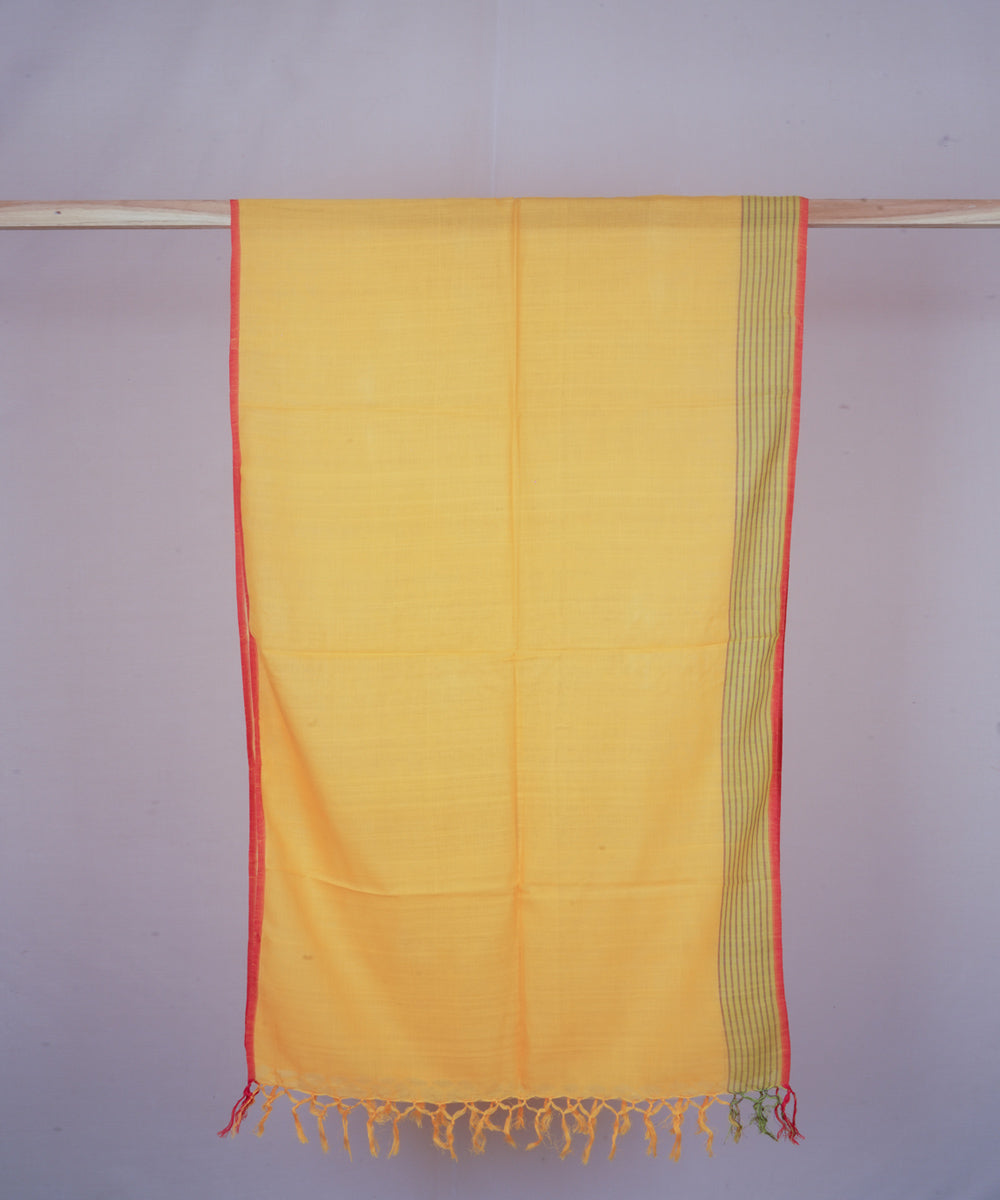 Green yellow handwoven cotton stole