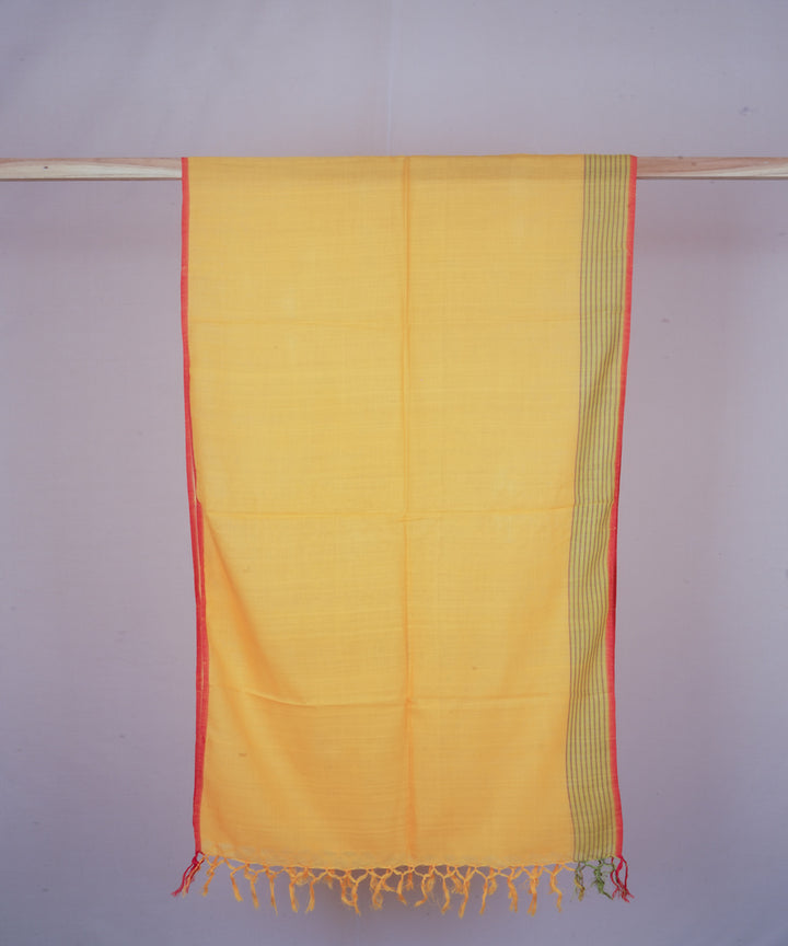 Green yellow handwoven cotton stole