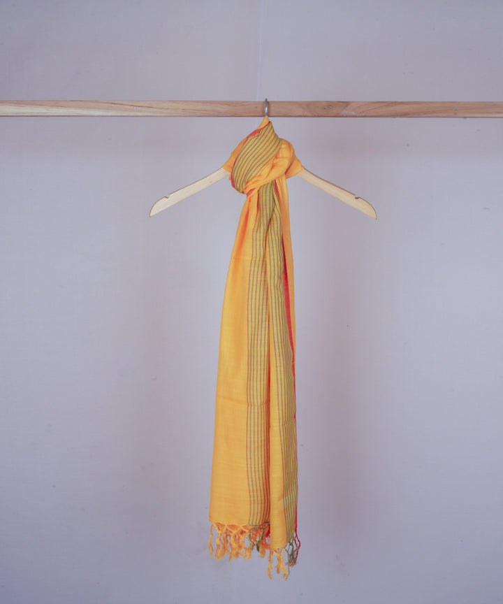Green yellow handwoven cotton stole