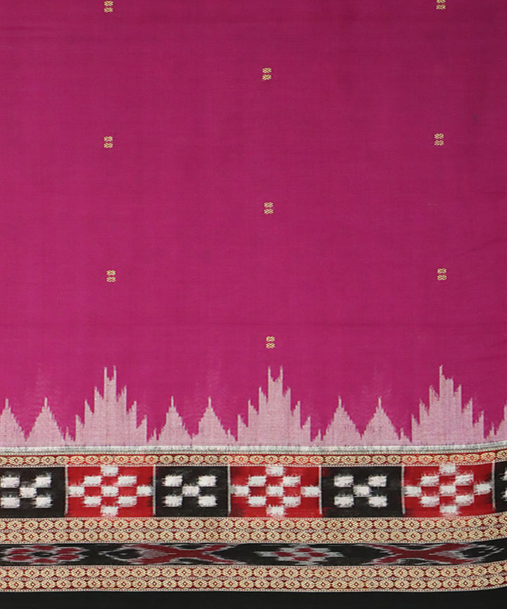 Fuchsia black pasapalli border sambalpuri cotton saree