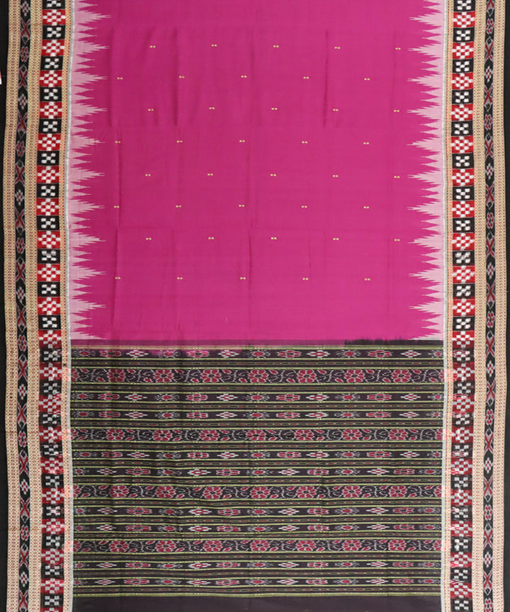 Fuchsia black pasapalli border sambalpuri cotton saree