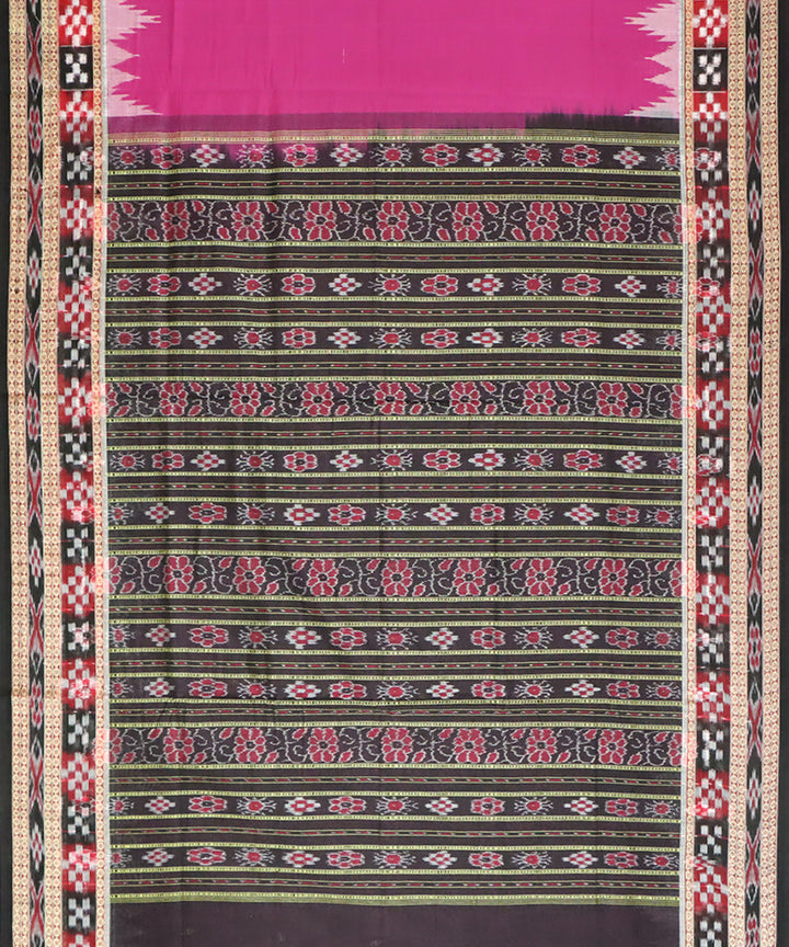 Fuchsia black pasapalli border sambalpuri cotton saree
