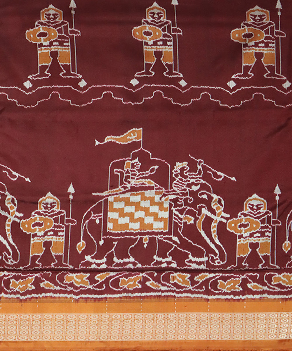 Maroon brown handwoven sambalpuri silk saree