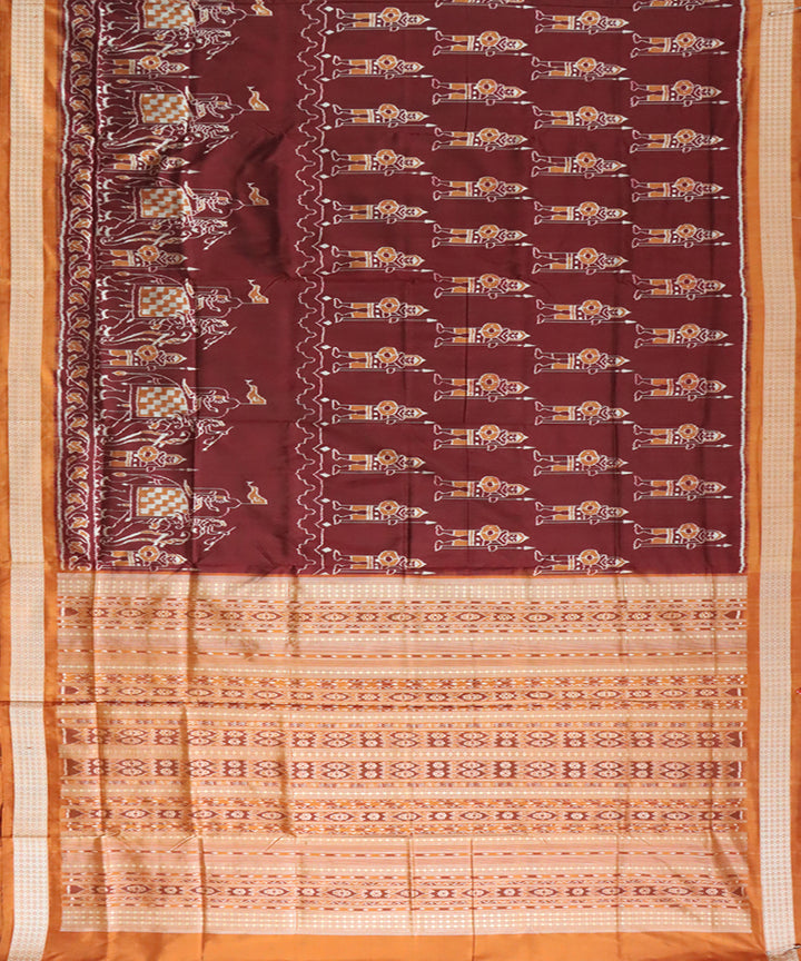 Maroon brown handwoven sambalpuri silk saree