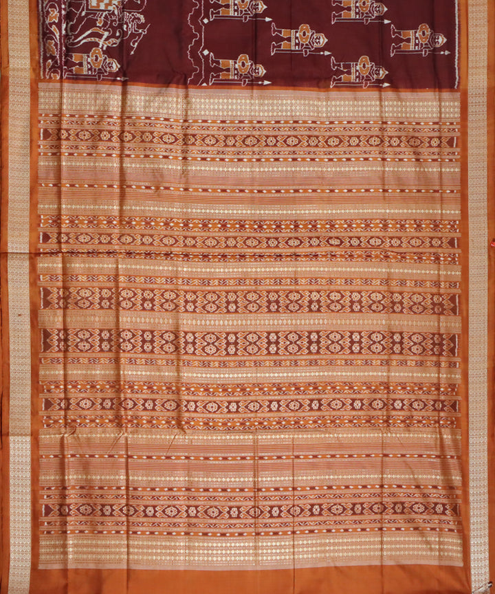 Maroon brown handwoven sambalpuri silk saree