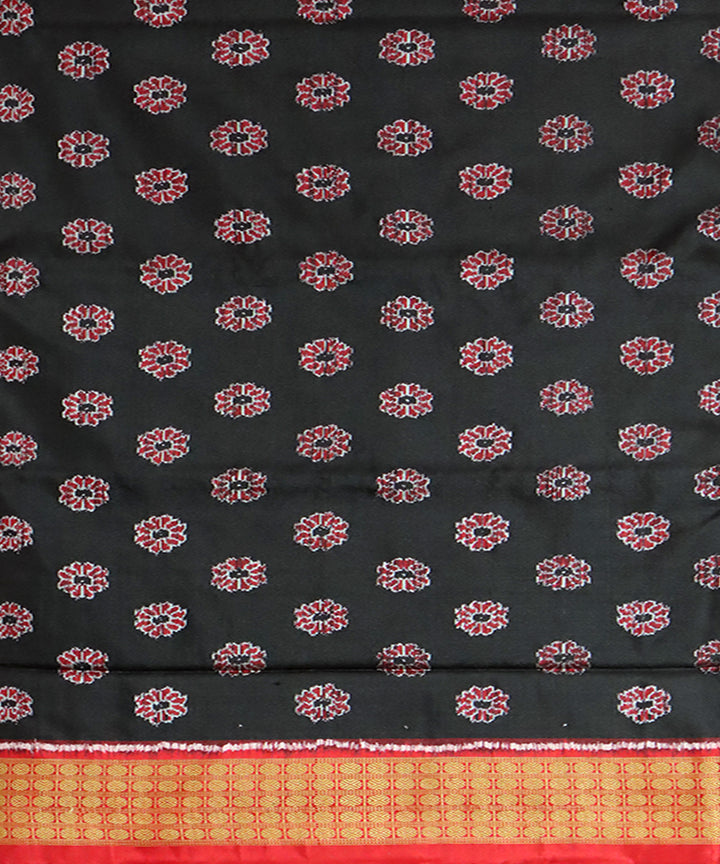Black red handwoven sambalpuri silk saree