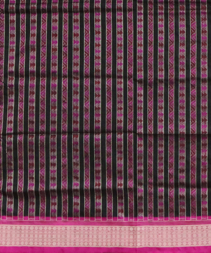 Black pink patli handwoven sambalpuri silk saree