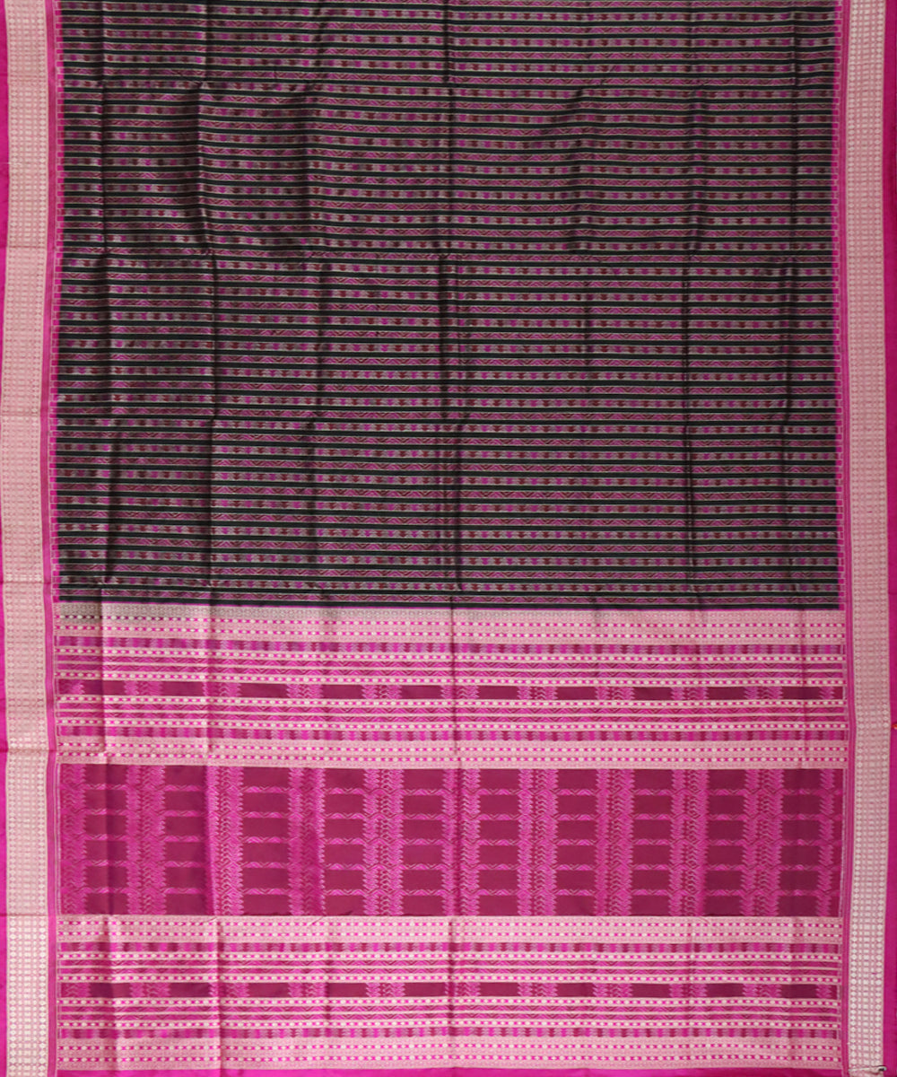 Black pink patli handwoven sambalpuri silk saree