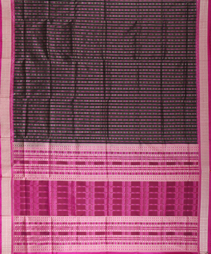 Black pink patli handwoven sambalpuri silk saree