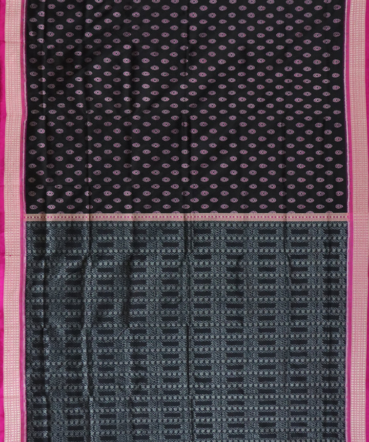 Black pink patli handwoven sambalpuri silk saree
