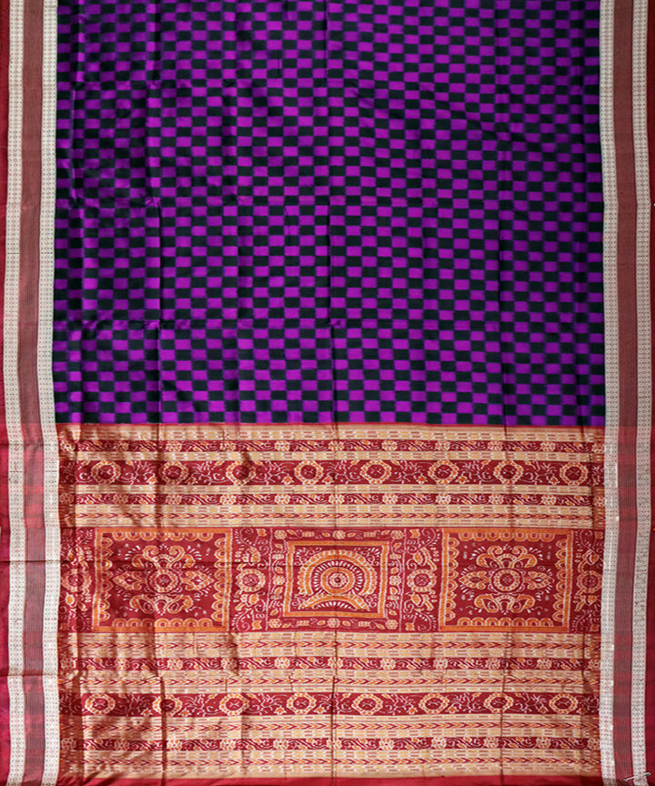 Black maroon handwoven sambalpuri silk saree