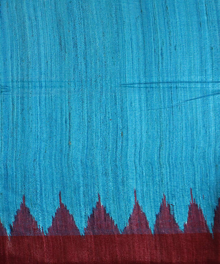 Cyan blue maroon patli handwoven gopalpur gicha silk saree