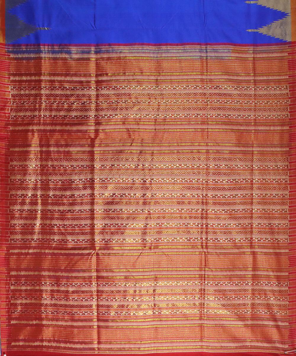 Navy blue cocoa brown silk handwoven sambalpuri saree