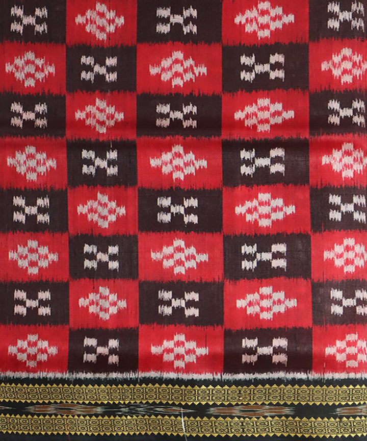 Red black silk handwoven khandua saree