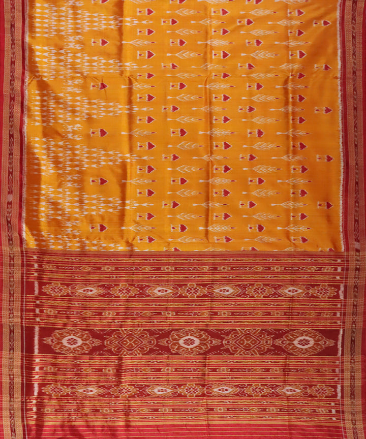 Orange red silk handwoven khandua saree