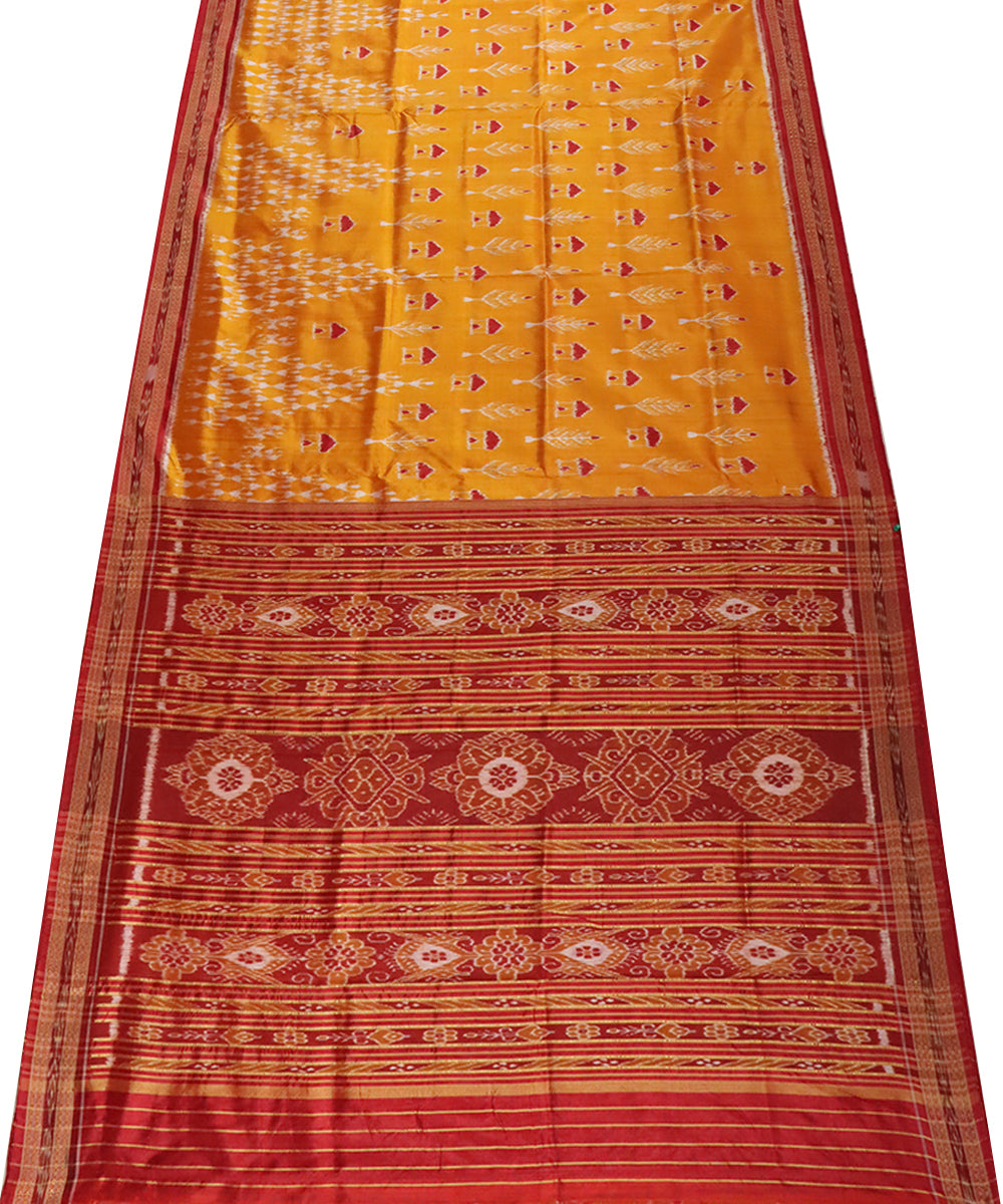 Orange red silk handwoven khandua saree