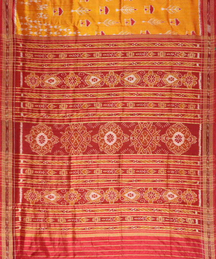 Orange red silk handwoven khandua saree