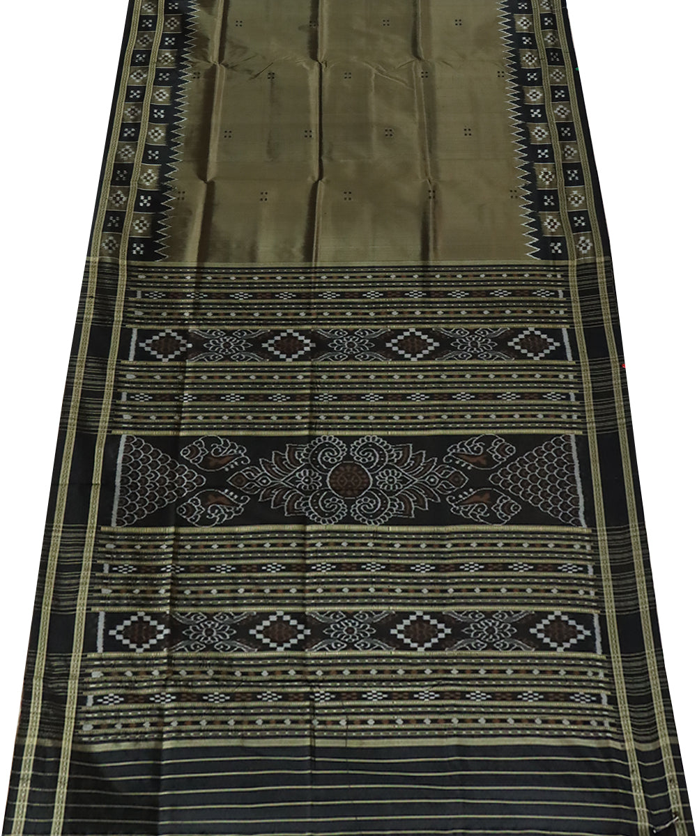 Antique bronze black silk handwoven khandua saree