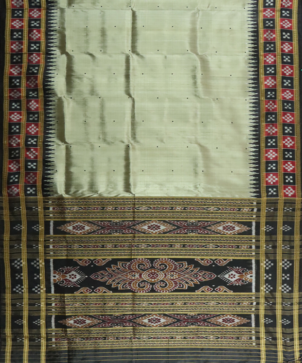 Artichoke black silk handwoven khandua saree