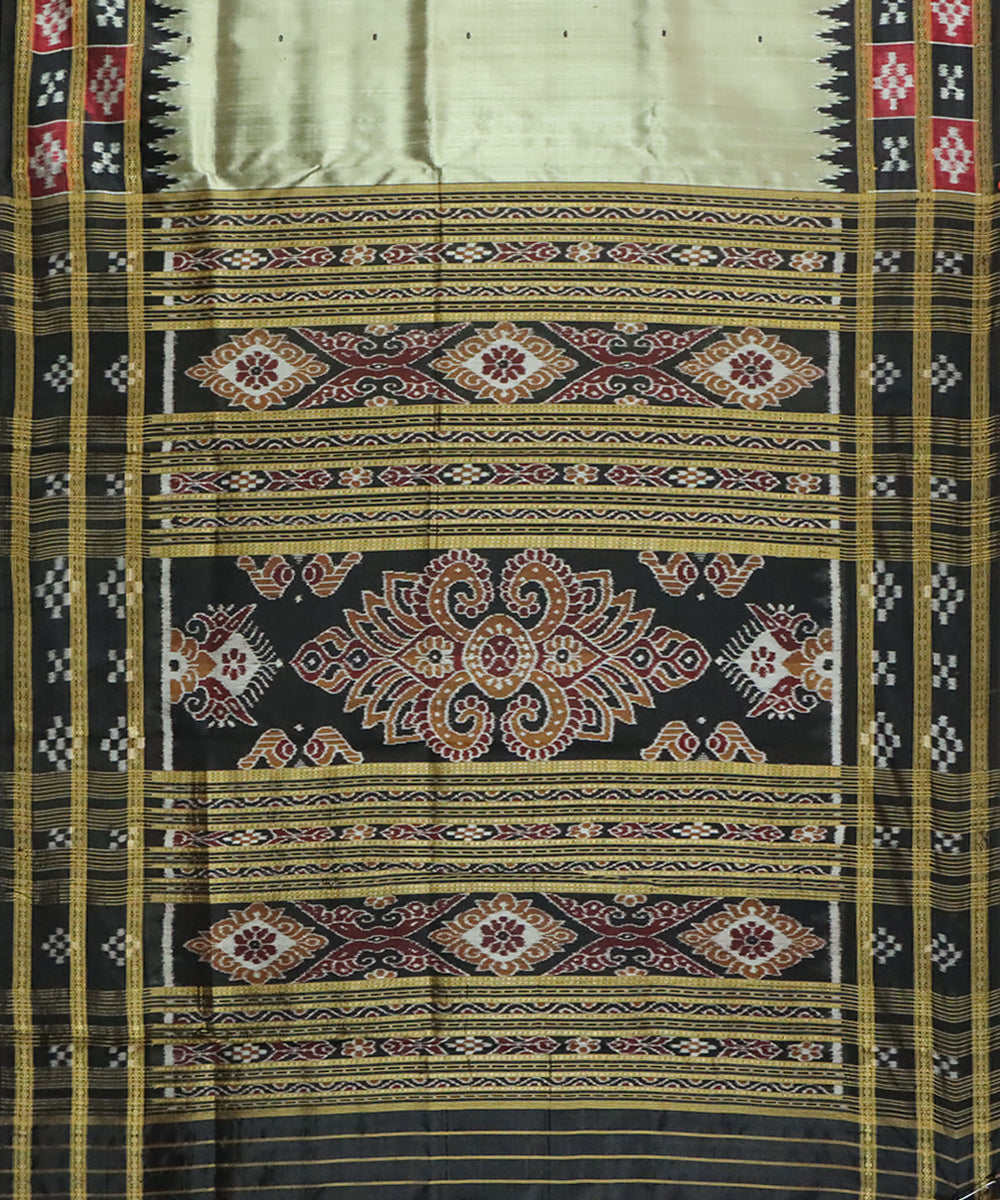 Artichoke black silk handwoven khandua saree