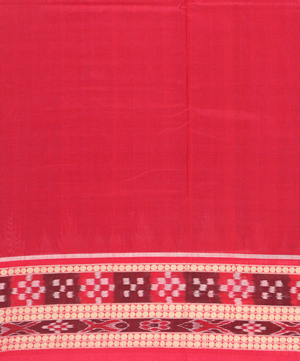 Navy blue red cotton handwoven sambalpuri saree