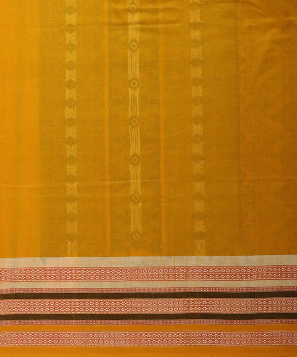 Dark green yellow cotton handwoven bomkai saree