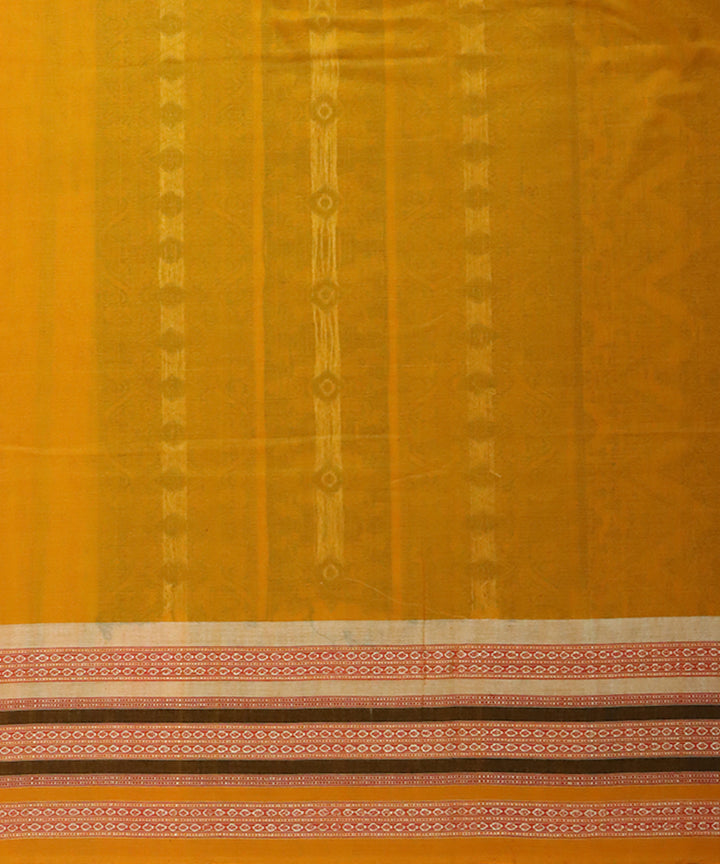 Dark green yellow cotton handwoven bomkai saree