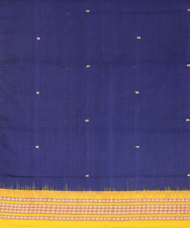 Navy blue yellow cotton handwoven bomkai saree