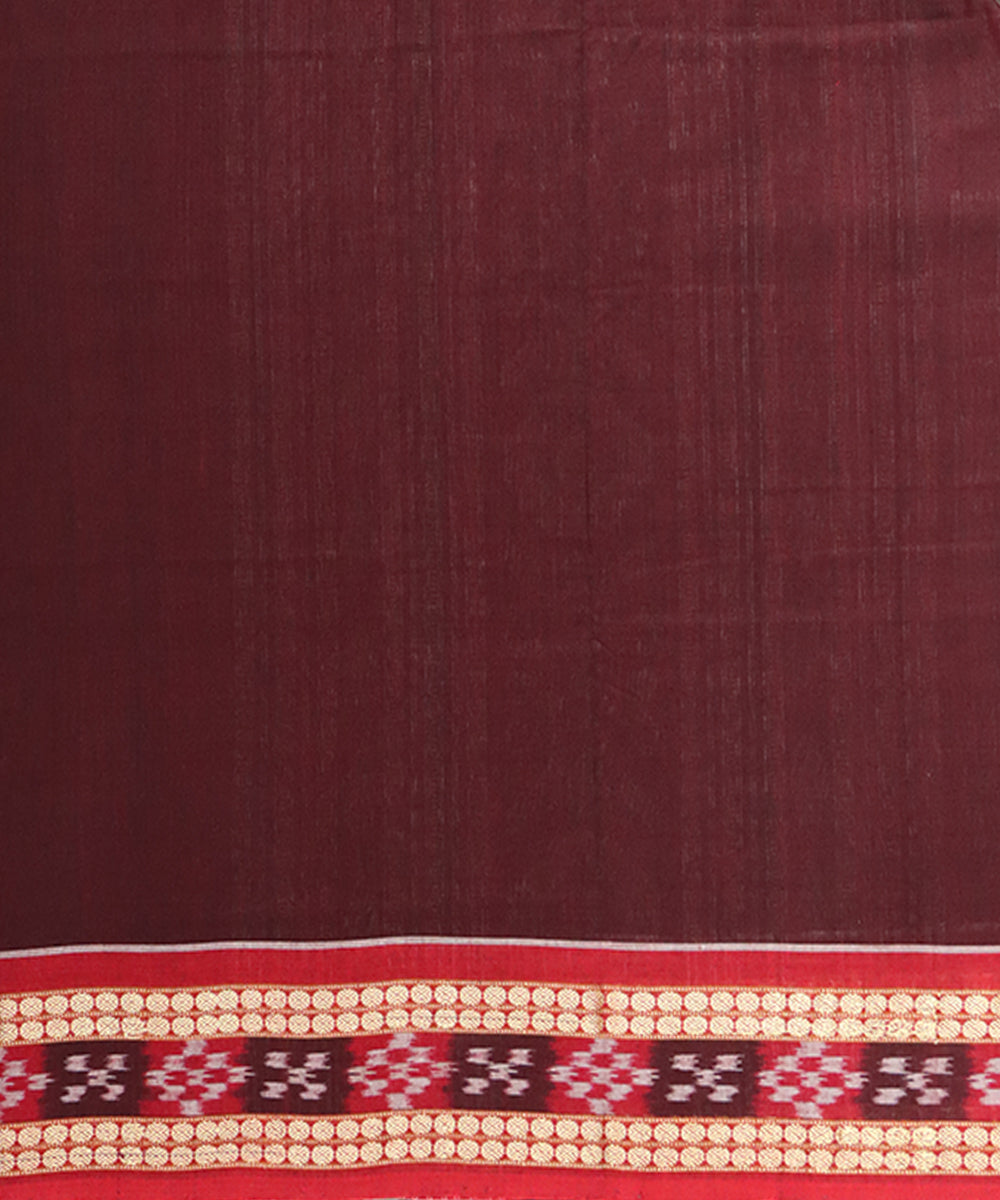 Brown red cotton handwoven sambalpuri saree