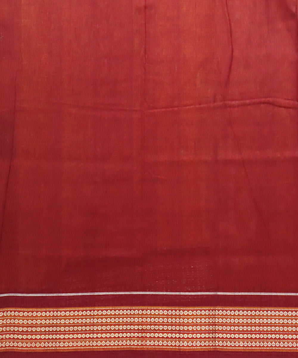 Yellow maroon handwoven bomkai cotton saree