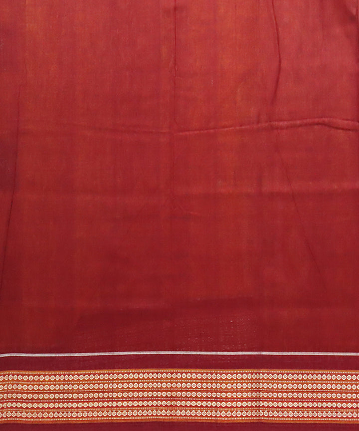Yellow maroon handwoven bomkai cotton saree