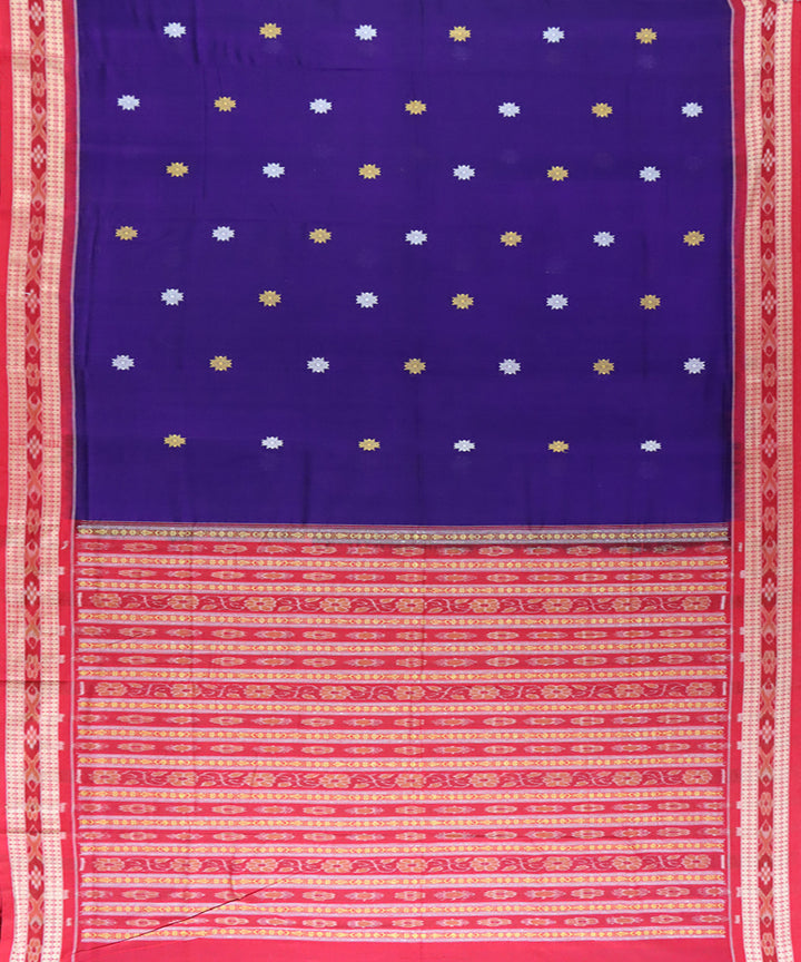 Purple red cotton handwoven bomkai saree