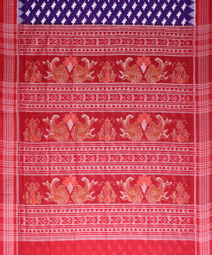 Violet red cotton handwoven sambalpuri saree