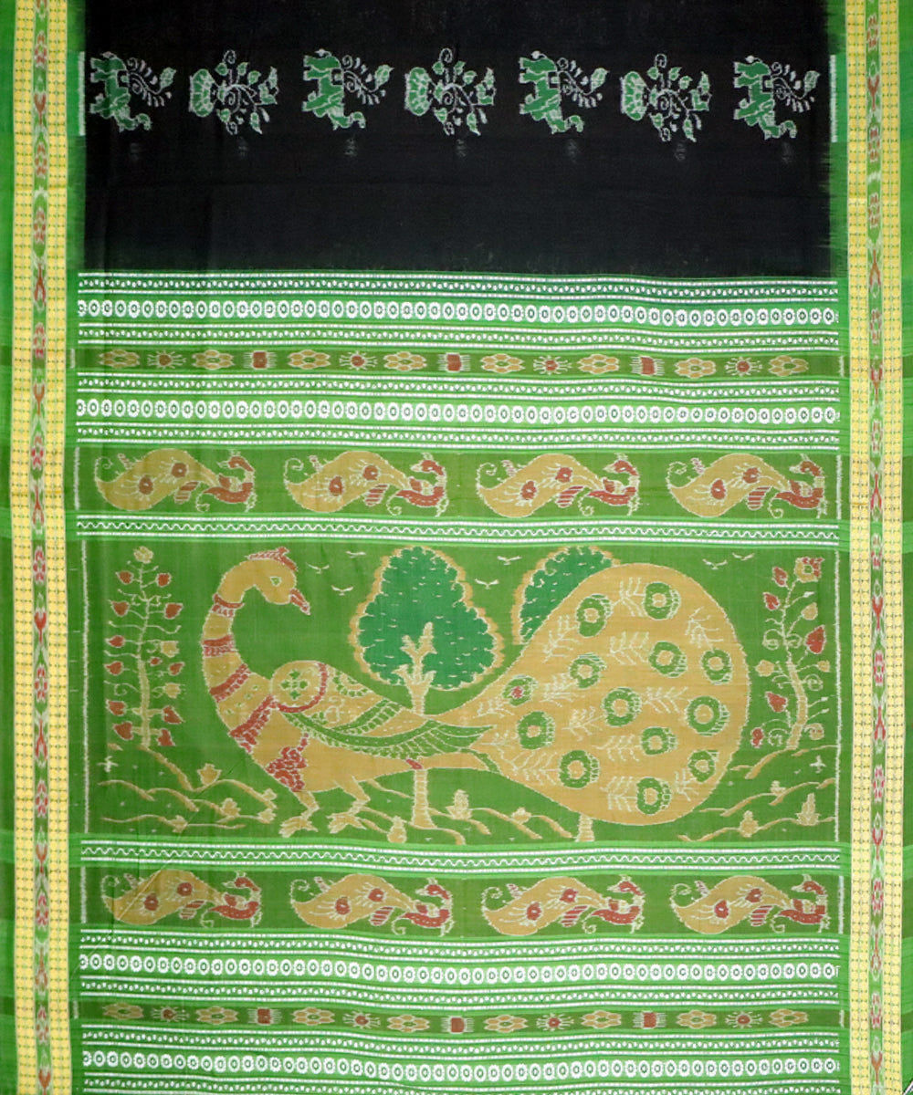 Black dark green cotton handloom sambalpuri saree
