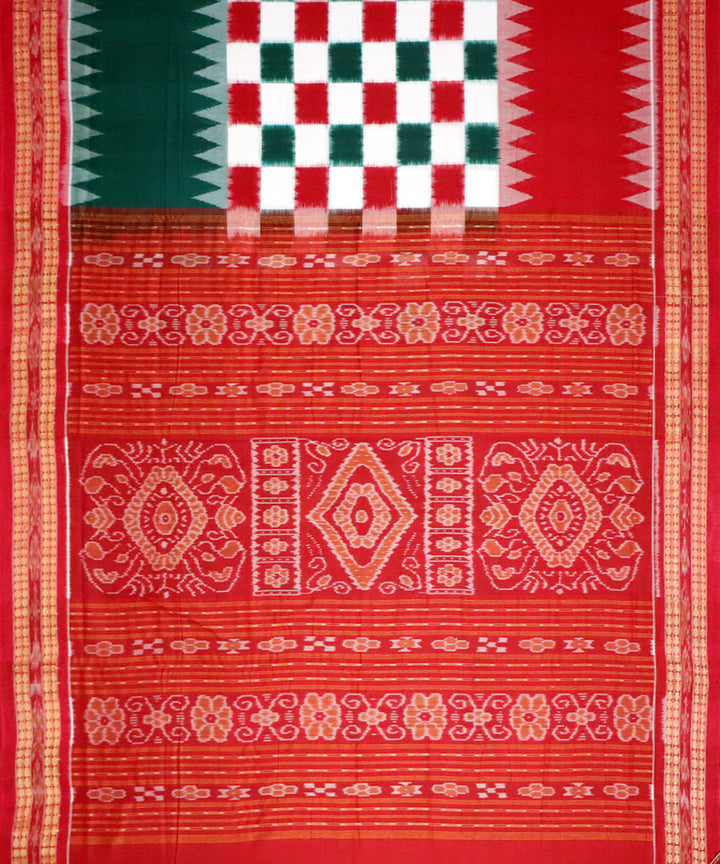 Red green cotton handloom sambalpuri saree