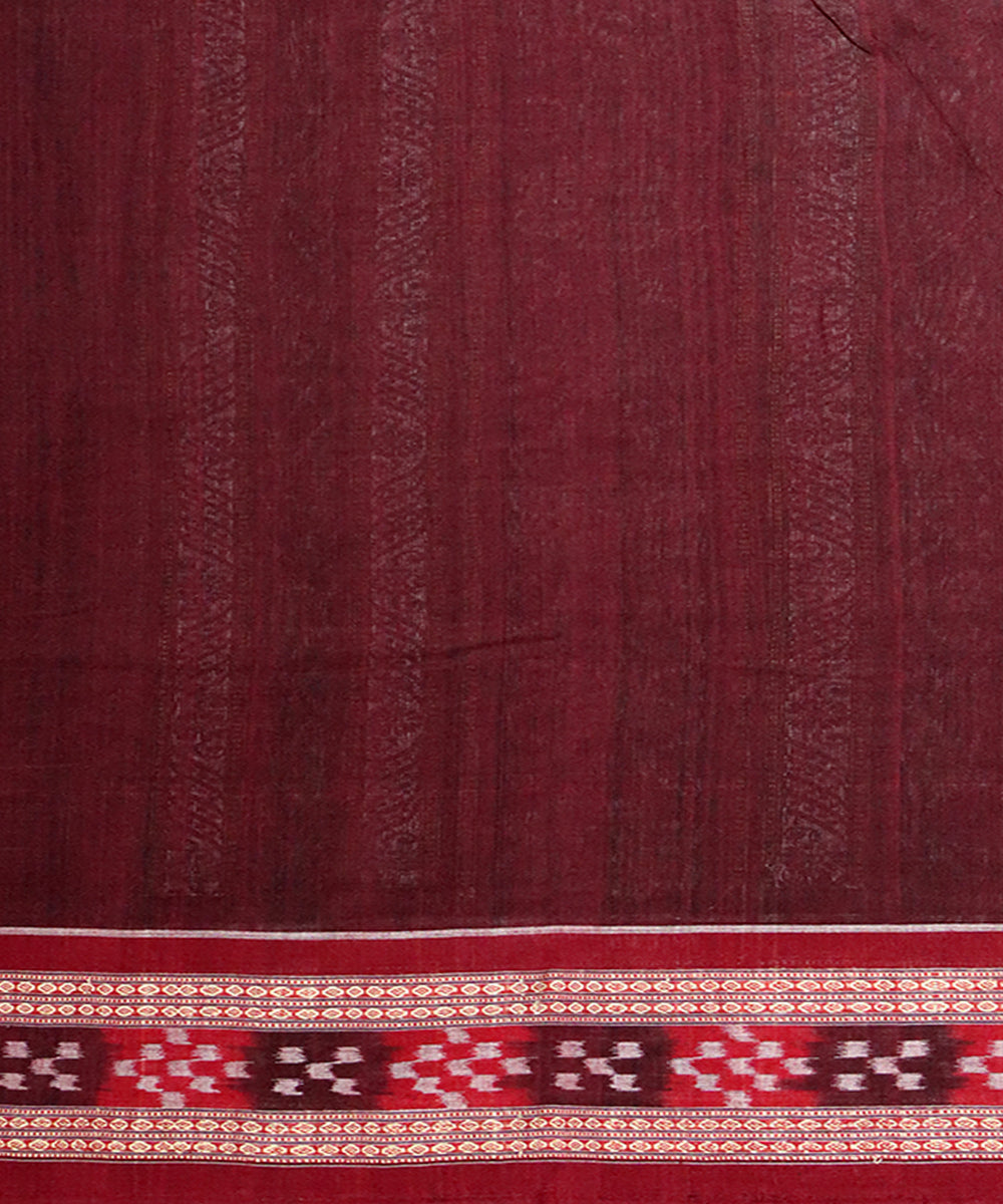 Dark green maroon cotton handwoven bomkai saree