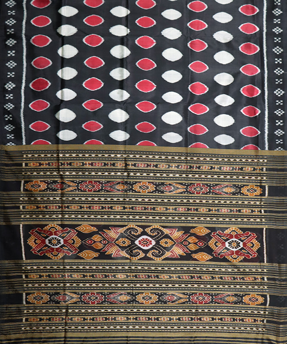 Black maroon silk handwoven khandua saree