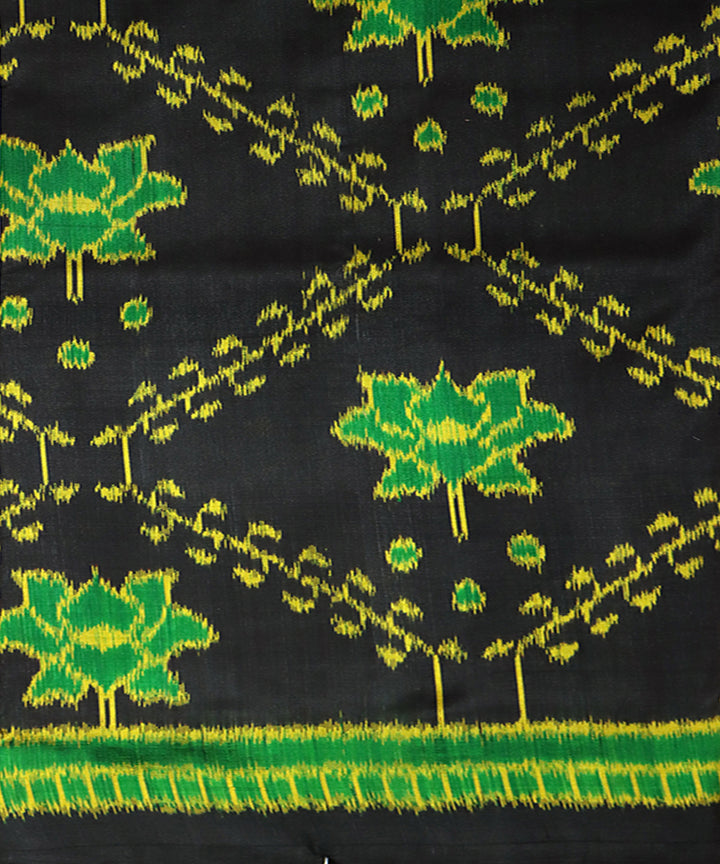 Black light green silk handwoven khandua saree