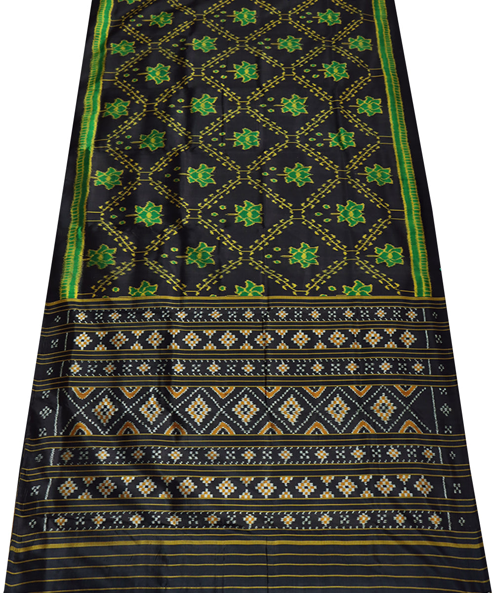 Black light green silk handwoven khandua saree