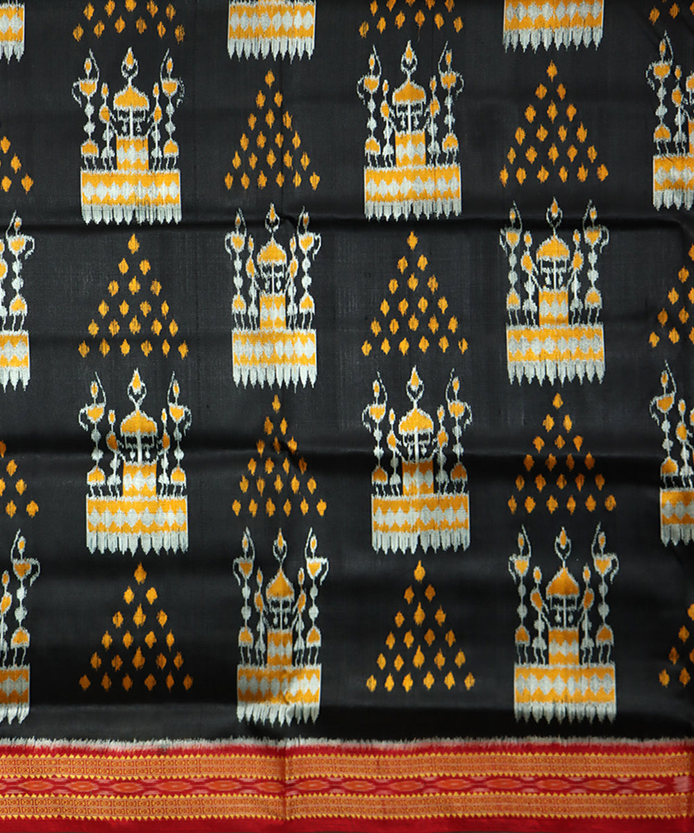 Black red silk handwoven khandua saree