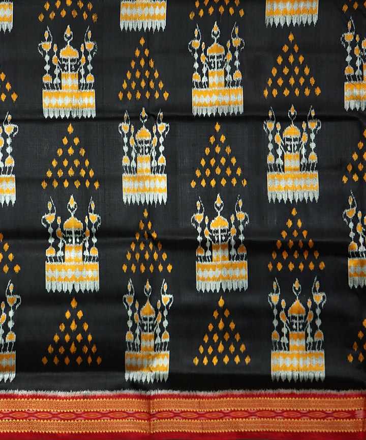 Black red silk handwoven khandua saree