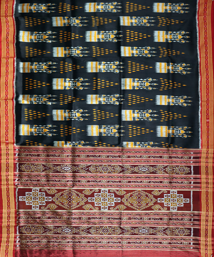 Black red silk handwoven khandua saree